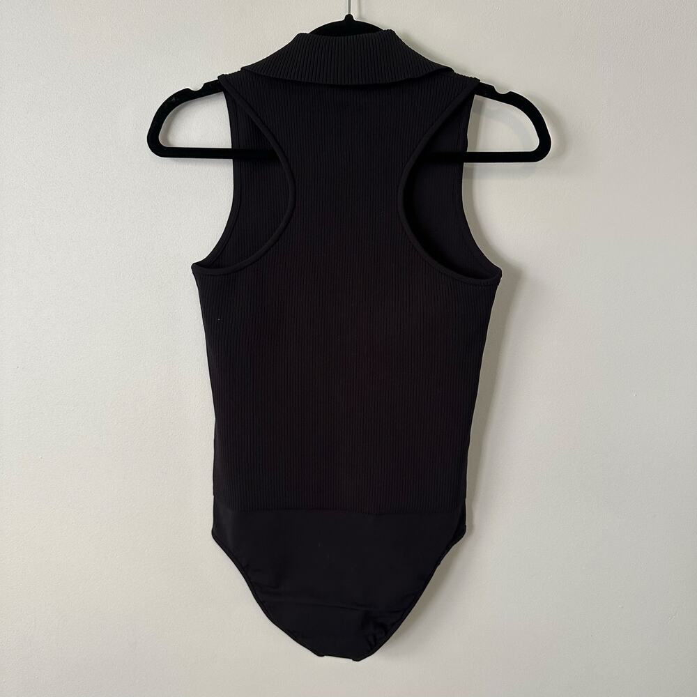 Tibi black ribbed button front sleeveless bodysuit - Picture 4 of 11